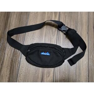 Kavu Spectator Waist Pack Black Canvas Fanny Pack Adjustable Belt Bag Mesh Back